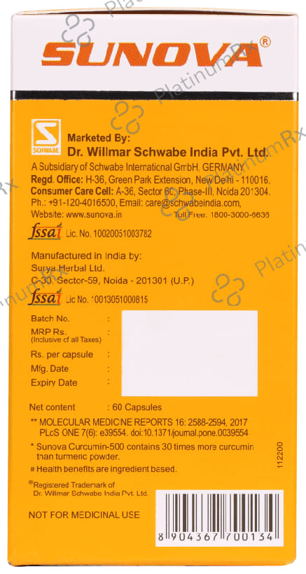 Sunova Curcumin 500 Veg. Capsule