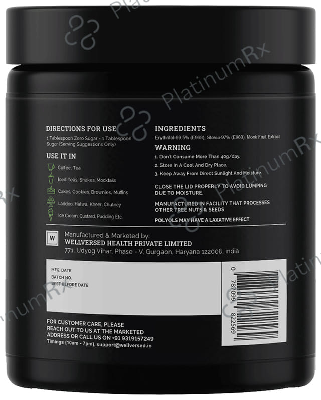 Zero Sugar Monk Fruit & Stevia Based Natural Sweetener