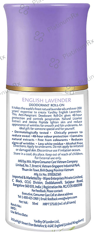 Yardley London Deodorant Roll-on English Lavender