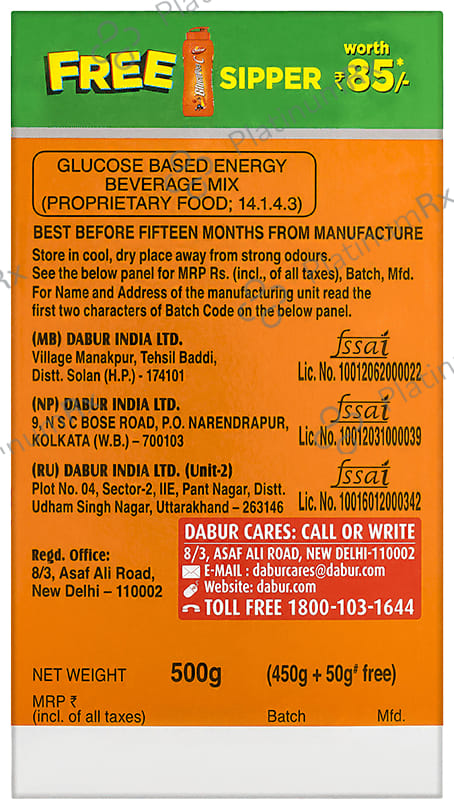 Dabur Glucoplus-C Powder Orange with Sipper Free