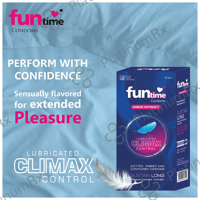 Funtime Dotted Ribbed & Contoured Climax Control Condom 10s