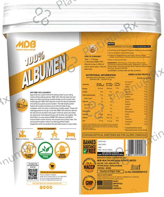 MDB Master Dream Bodies 100% Albumen Strawberry 3 kg
