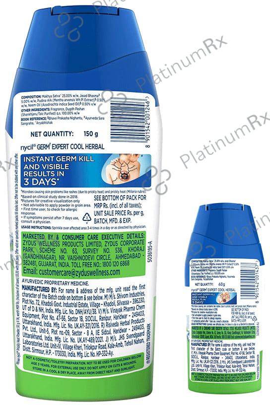 Nycil Cool Herbal Prickly Heat Powder 150gm