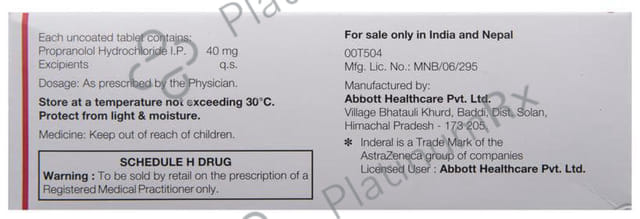 Inderal 40mg Tablet 15s