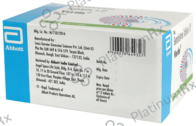 Vertin 8mg Tablet DT 15s