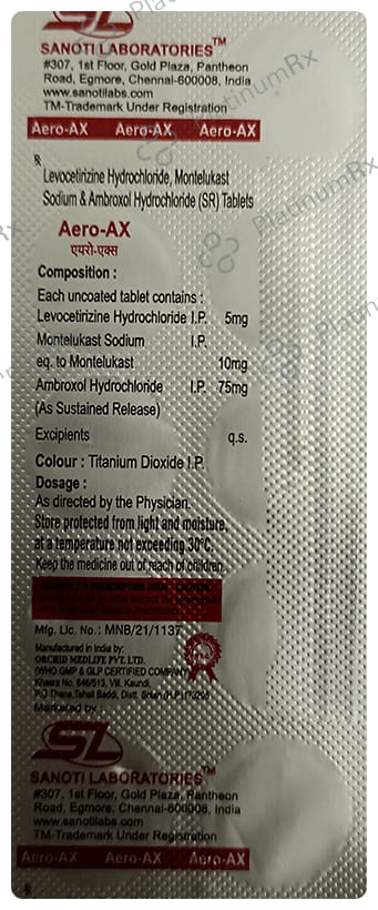 Aero AX 75/5/10mg Tablet SR 10s