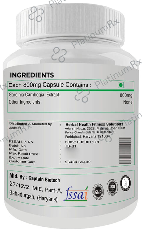Fitness Prime Maximum Strength Garcina Cambogia Nutritional Wellness Support 800mg Capsule