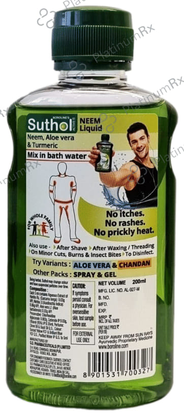 Boroline Suthol Active Neem Body Hygiene Liquid with Turmeric & Aloe Vera 200 ml