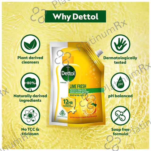 Dettol Bodywash & Shower Gel - pH Balanced & Soap Free Lime Fresh Refill Pack