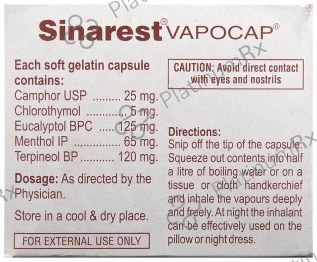 Sinarest Vapocap 2/10/5mg Capsule 10s
