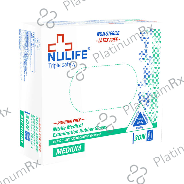 Nulife Triple Safety Powder Free Nitrile Medical Examination Gloves