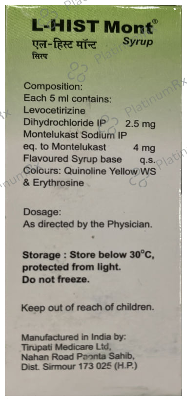 L Hist Mont 2.5/4mg Syrup 30ml