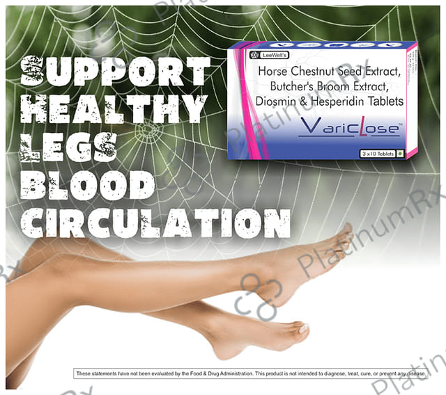 Variclose Poor Blood Flow, Micro Circulation Aid for Varicose Veins & Piles - Aescin, Diosmin & Hesperidin Tablet