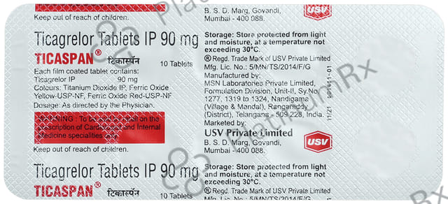 Ticaspan 90mg Tablet 10s