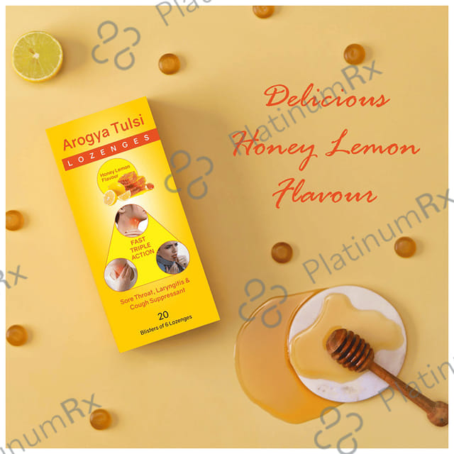 Arogya Tulsi Lozenges (6 Each) Honey Lemon 20 strips