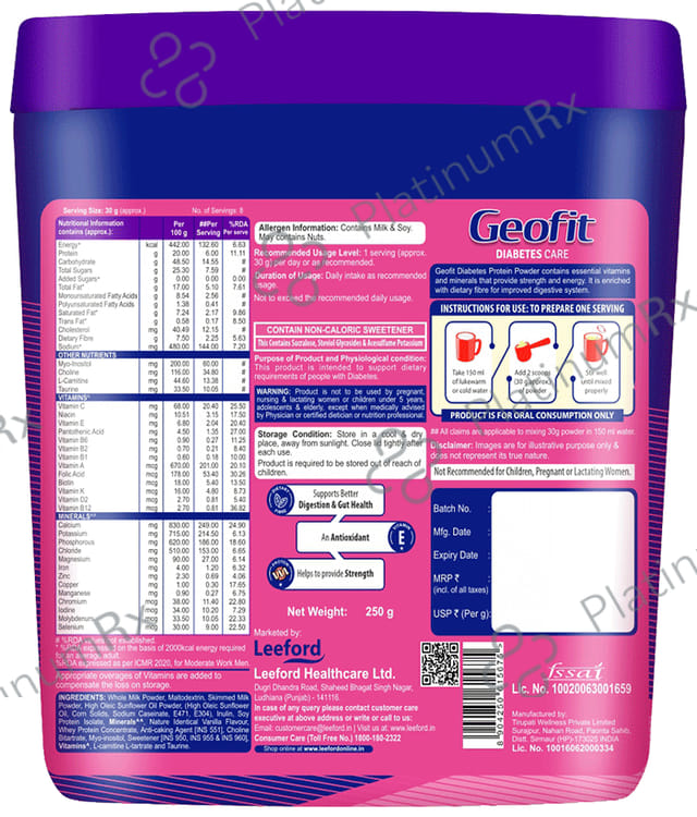Geofit Diabetes Care Powder Vanilla
