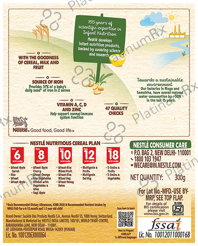 Nestle Cerelac Baby (10 months+) Cereal with Milk, Iron, Vitamins & Minerals - Wheat Honey Dates