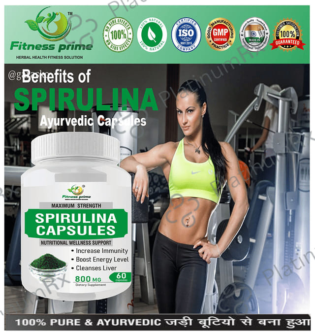 Fitness Prime Maximum Strength Spirulina Nutritional Wellness Support 800mg Capsule