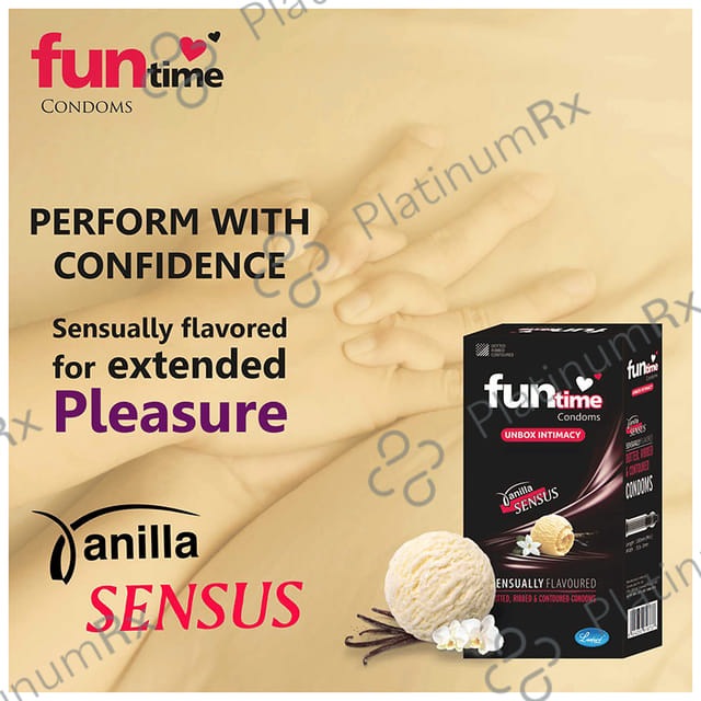 Funtime Dotted Ribbed & Contoured Vanilla Sensus Flavour Condom 10s