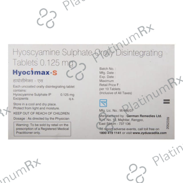 Hyocimax 10mg Tablet 10s