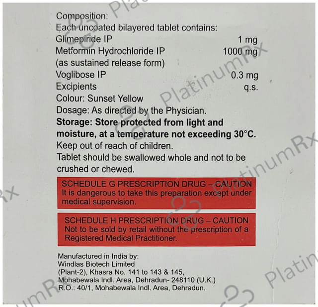 Glimisave MV 1/1000/0.3mg Tablet SR 15s
