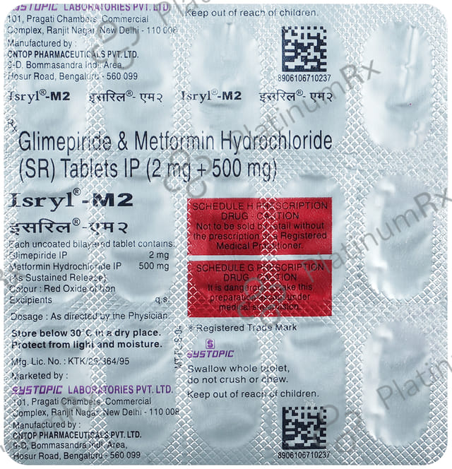 Isryl M2 2/500mg Tablet SR 15s