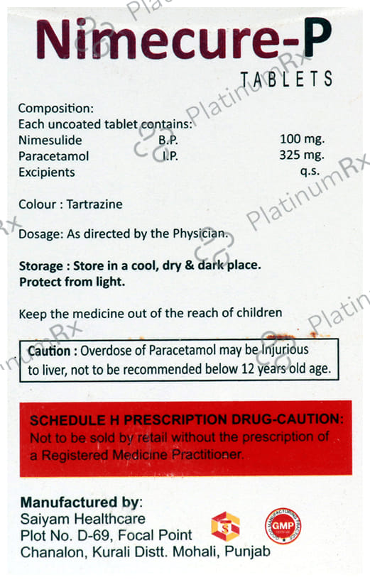 Nimecure-P Tablet 10 tablets Tablet Curelife Pharma Pvt. Ltd.