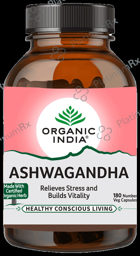 Organic India Ashwagandha Veg Capsule - Relieves Stress & Builds Vitality 180 vegicaps