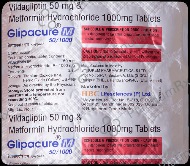 Glipacure M 1000mg/50mg Tablet