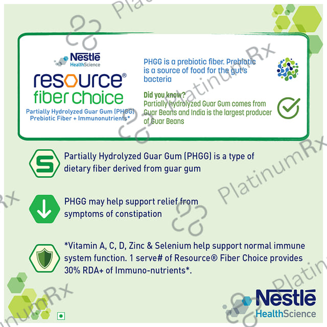 Nestle Resource Fiber Choice, Partially Hydrolyzed Guar Gum (PHGG), Prebiotic Fiber + Immunonutrients (6.2gm Each)