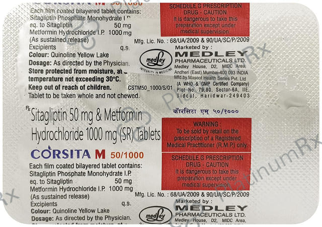 Corsita M 50mg/1000mg Tablet SR