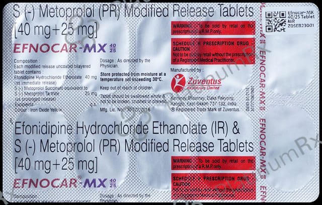 Efnocar MX 40/25mg Tablet MR 10s