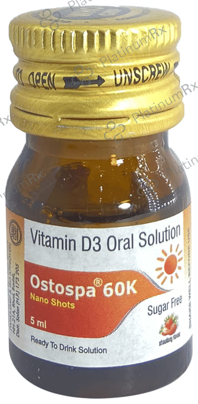 Ostospa 60000IU Nano Shot Strawberry Sugar Free Oral Solution 5ml