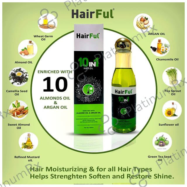 HairFul 10 IN 1 Hair Oil Enriched with Almond Oil & Argan Oil (200ml Each) 1 Bottle