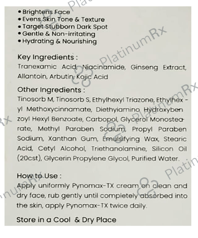 Pynomax Tx Spf 50 Cream 15gm