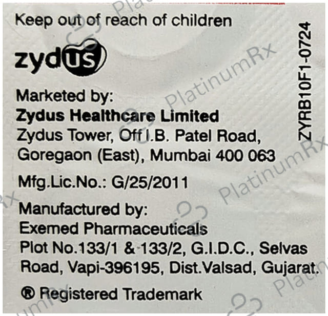 Zyrova B 180/10mg Tablet 10s