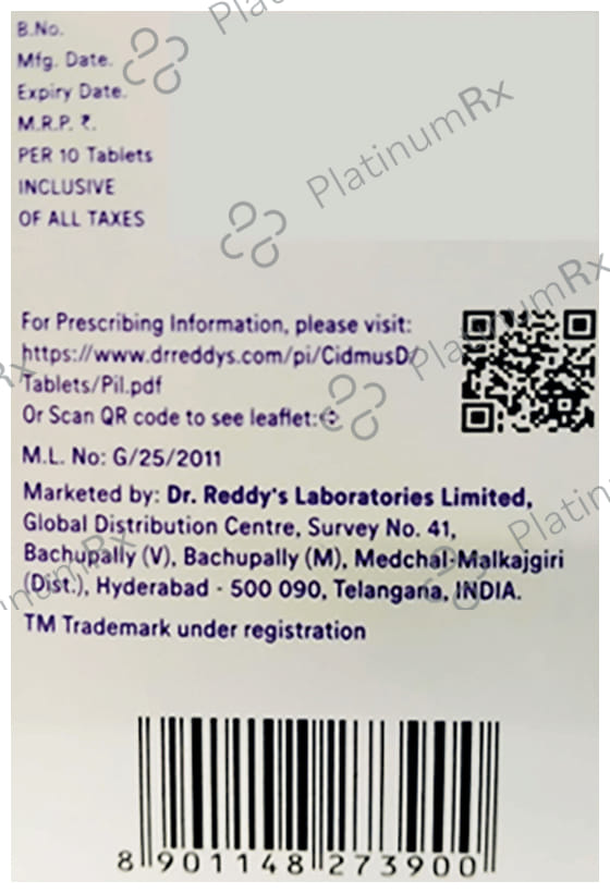 Cidmus D 100/5mg Tablet 10s