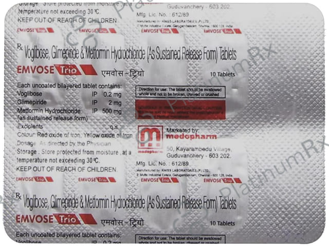 Emvose Trio 2 /500 /0.2 mg Tablet 10s