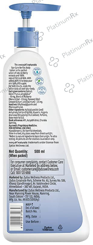 Everyuth Naturals Body Lotion Sun Care Berries SPF 15 500 ml