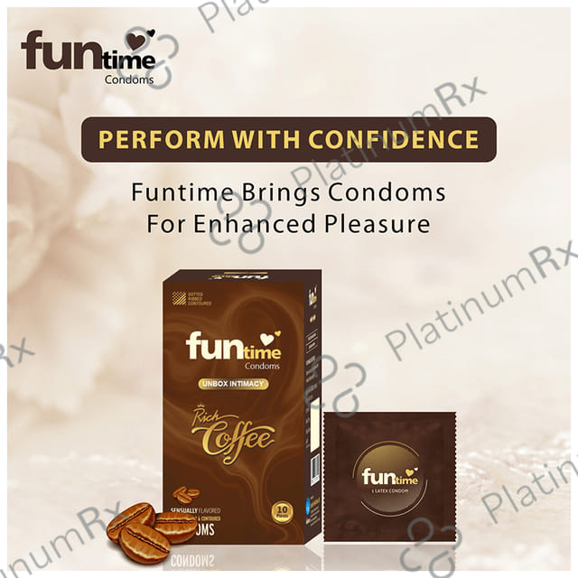 Funtime Dotted Ribbed & Contoured Rich Coffee Flavour Condom 10s
