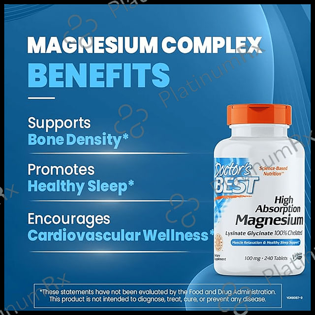 Doctor's Best High Absorption 100% Chelated Magnesium Tablet - For Heart, Circulation, Brain & Energy 240 tablets