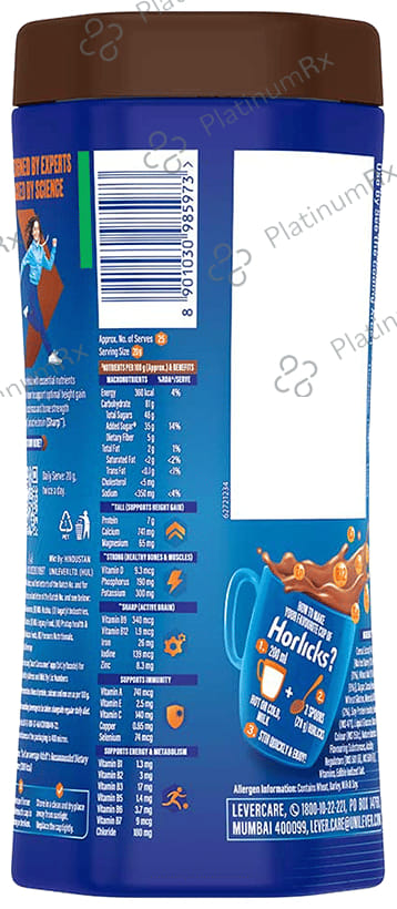 Horlicks Drink with Vitamin C, D & Zinc - For Bones & Metabolism - Flavour Chocolate Delight 500 gm