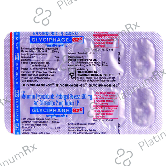 Glyciphage G 2/500mg Tablet PR 10s