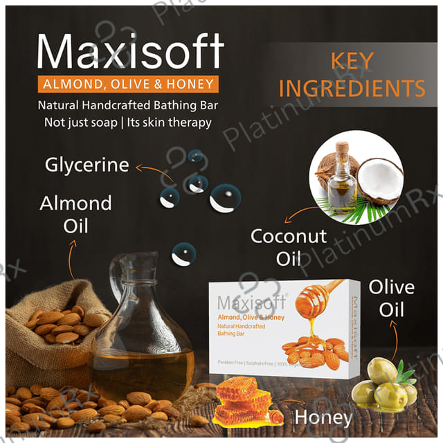 Maxisoft Almond, Olive & Honey Natural Handcrafted Bathing Bar 75gm
