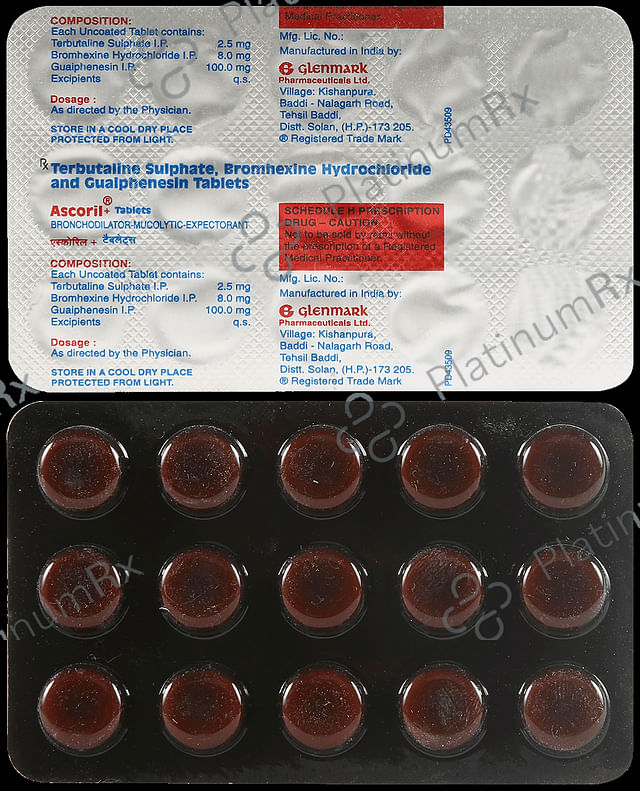 Ascoril Plus 8/100/2.5mg Tablet 15s