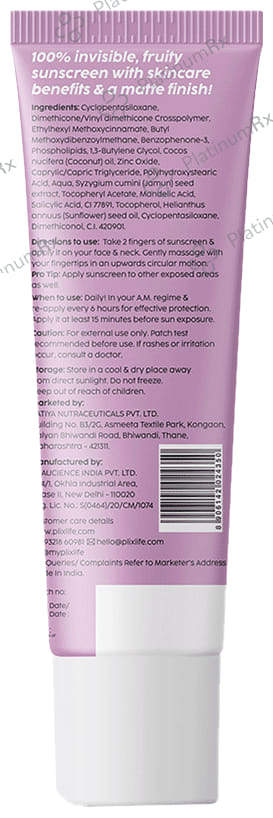 Plix Jamun Matte Screen Invisible Sunscreen SPF 50+ PA+++ Cream 50gm