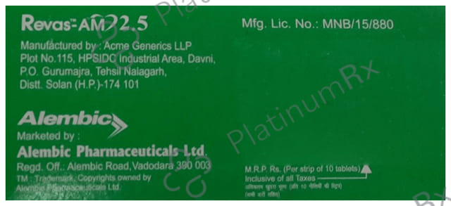 Revas AM 2.5/25mg Tablet 10s