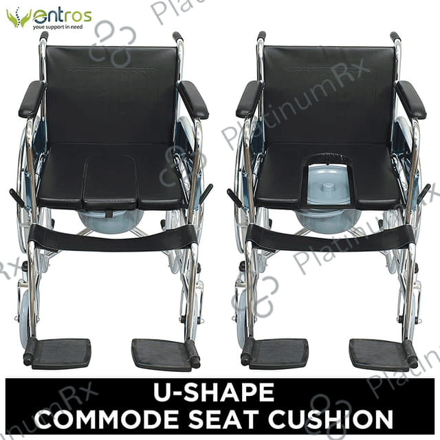 Entros KL609U Lightweight Wheelchair with Commode Seat Cushion & Pot