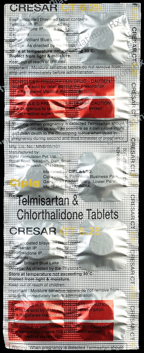 Cresar CT 6.25 40/6.25mg Tablet 10s