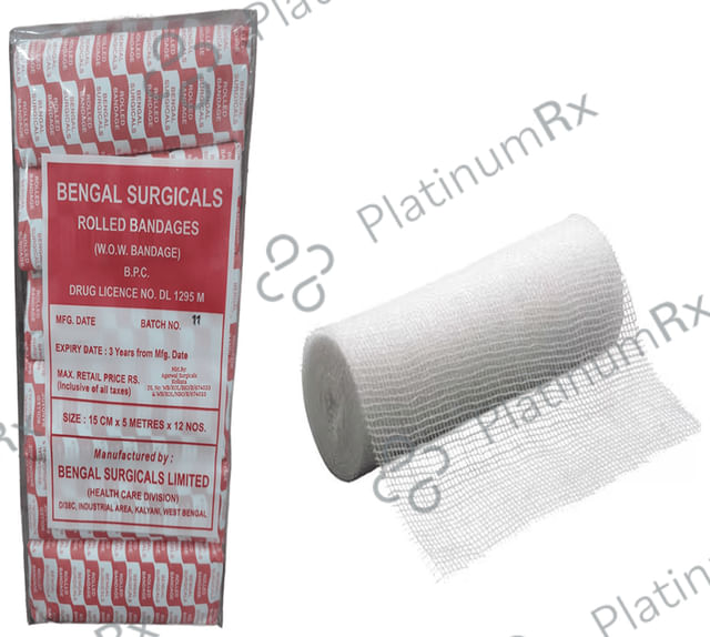 Absorbent Cotton Medical Gauze Roll Bandage (12 Each) 15cm x 5m 1 Pack
